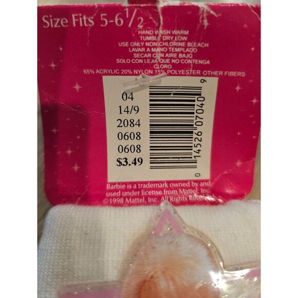 Barbie Vintage Star Glitter White Socks Girls Kids Fits Shoe Size 5 - 6.5 NEW - Picture 6 of 9